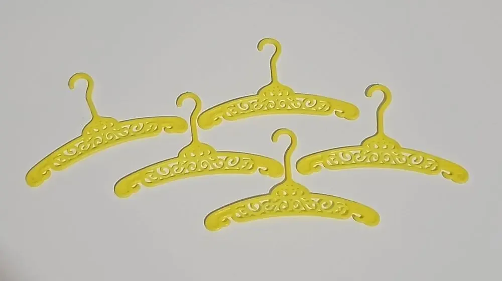 Set of 5 Vintage 1970’s Era Yellow Barbie Doll Clothes Hangers